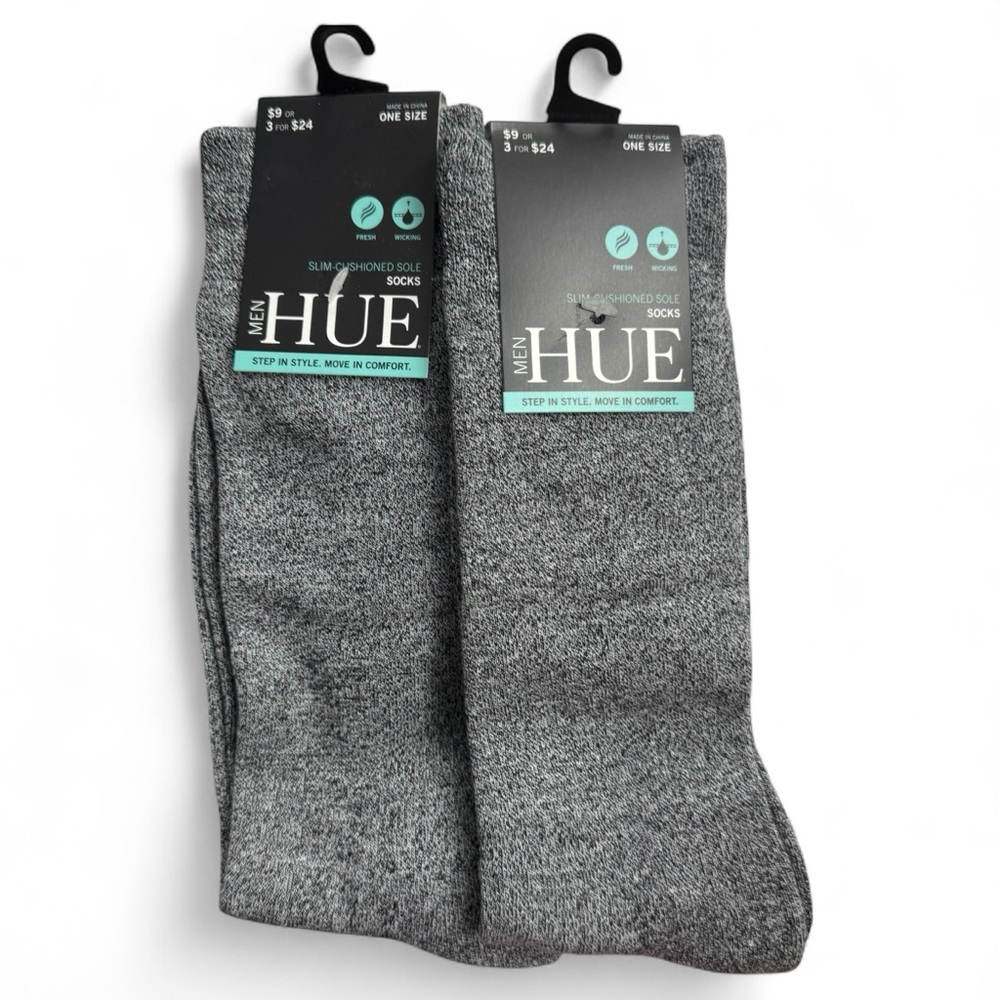 Hue Mens Slim Cushioned Marled Socks One Size Gray 2 Pairs